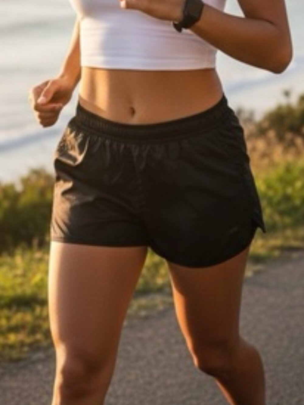 Lined Pull-On Cheetah Black Nylon Running Shorts Size M Medium